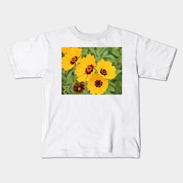 Yellow And Maroon Centers Kids T-Shirt by Cynthia48